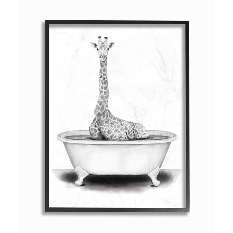 Stupell Industries Giraffe In A Tub Funny Animal Bathroom by Rachel
